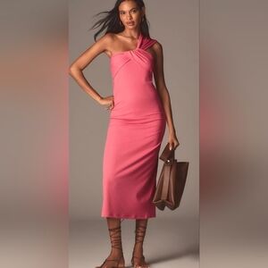 Anthropologie Porridge Antonia Twist-Front Ribbed Pink Maxi Dress